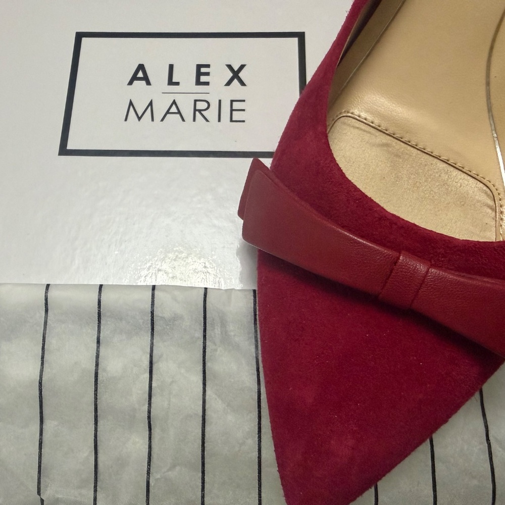 new in box Alex Marie VERELLA Red Suede Leather Shoes Women's Size 8.5